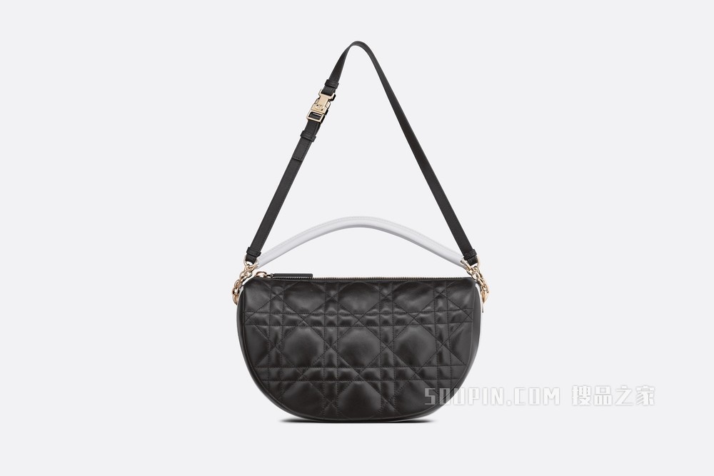 中号 Dior Vibe 单肩包 黑色羊皮革藤格纹