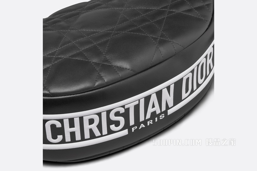 中号 Dior Vibe 单肩包 黑色羊皮革藤格纹