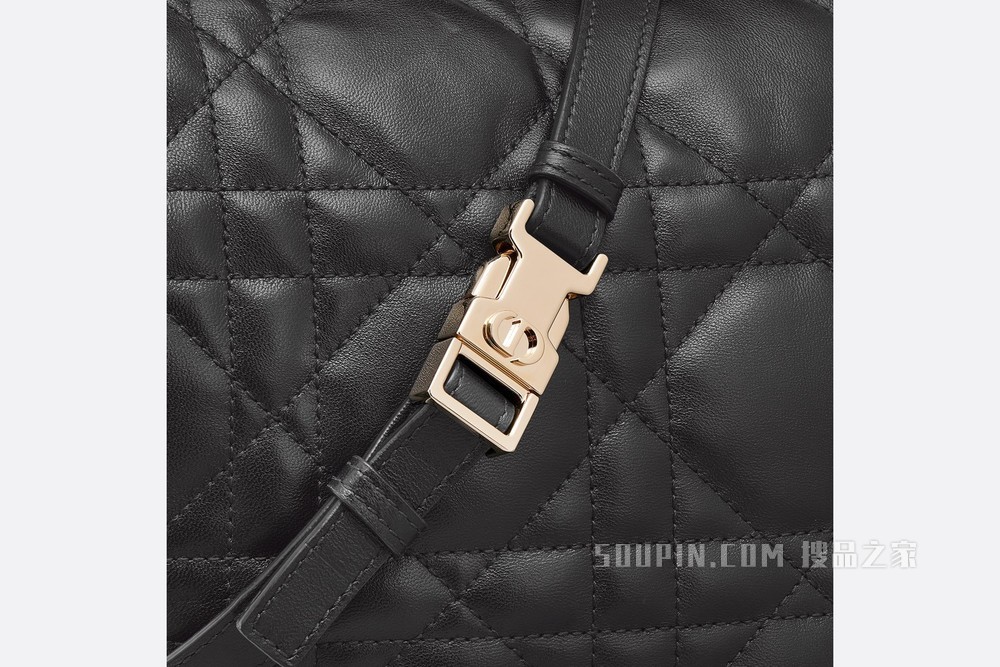 中号 Dior Vibe 单肩包 黑色羊皮革藤格纹