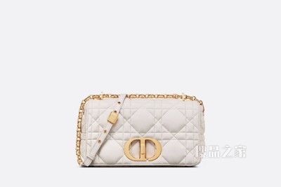 中号 Dior Caro 手袋 奶白色哑光牛皮革绗缝效果超大藤格纹