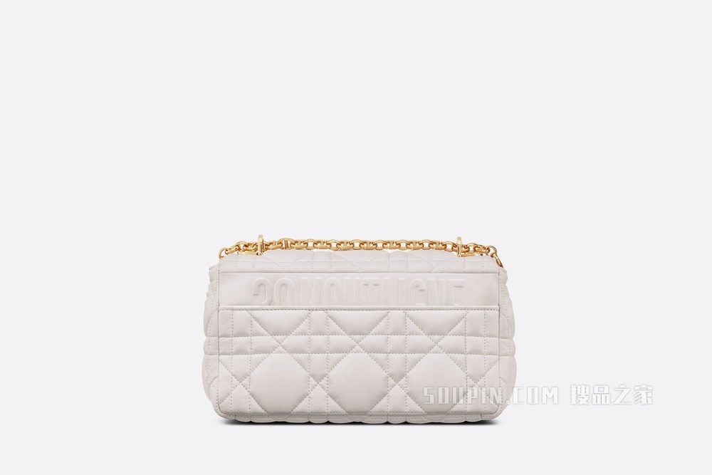中号 Dior Caro 手袋 奶白色哑光牛皮革绗缝效果超大藤格纹