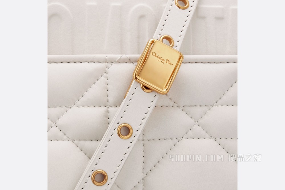 中号 Dior Caro 手袋 奶白色哑光牛皮革绗缝效果超大藤格纹