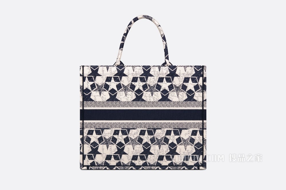Book Tote 手袋 蓝色和白色 Dior Étoile 图案刺绣