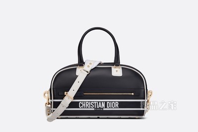 中号 Dior Vibe 拉链保龄球包 蓝色光滑牛皮革