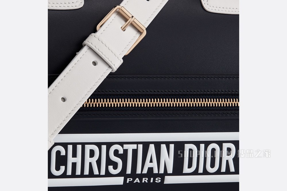 中号 Dior Vibe 拉链保龄球包 蓝色光滑牛皮革