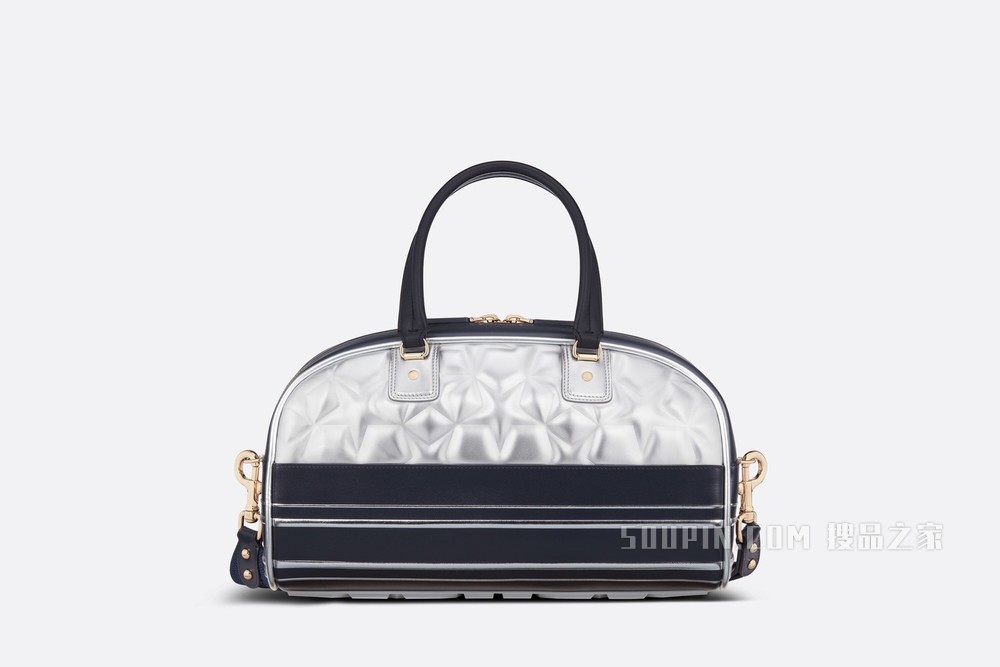 中号 Dior Vibe 拉链保龄球包 黑色和银色牛皮革绗缝效果 Dior Étoile 图案