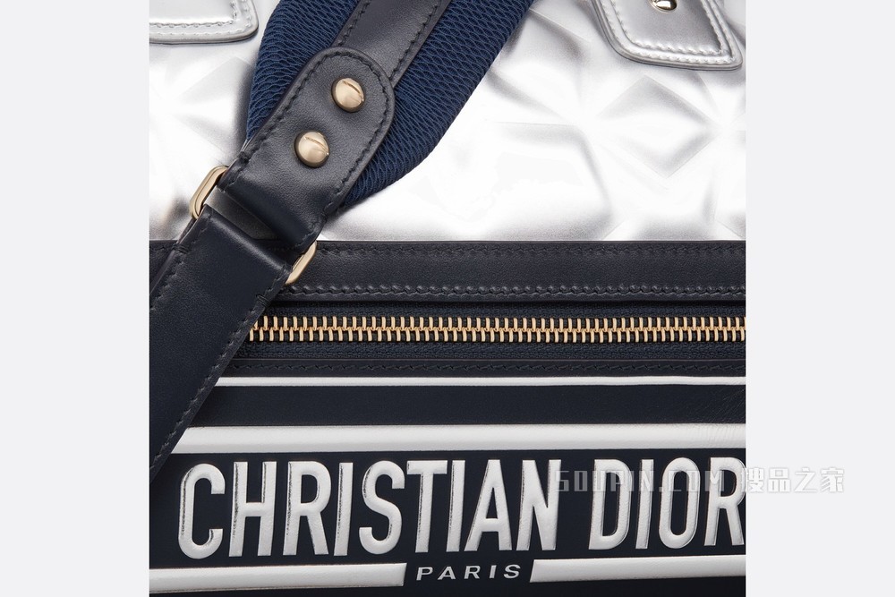 中号 Dior Vibe 拉链保龄球包 黑色和银色牛皮革绗缝效果 Dior Étoile 图案