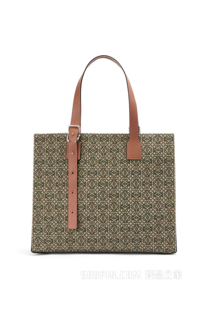 Anagram 提花布和牛皮革 Buckle Horizontal Tote 手袋