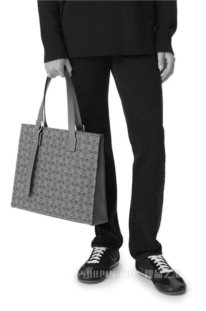 Anagram 提花布和牛皮革 Buckle Horizontal Tote 手袋