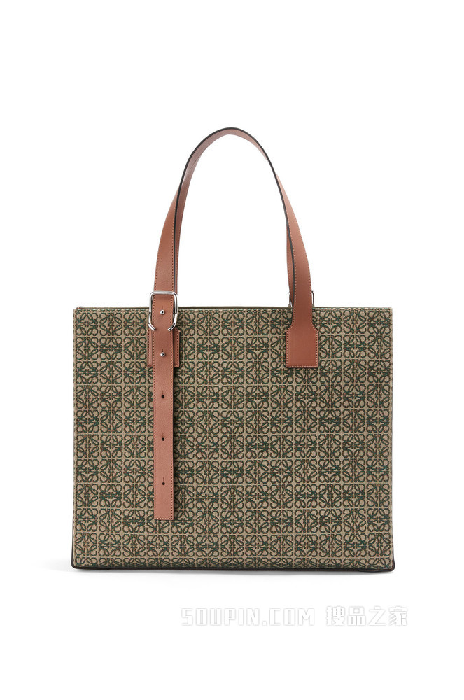 Anagram 提花布和牛皮革 Buckle Horizontal Tote 手袋