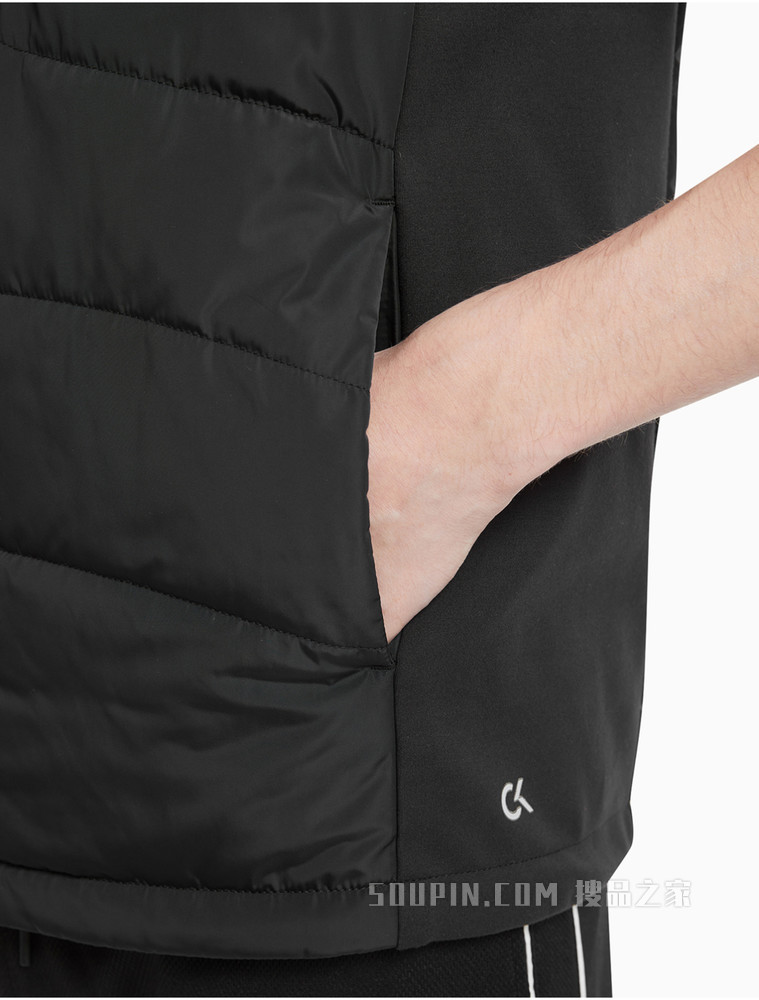 Calvin Klein 男装时尚立领防风拉链半透明塑胶LOGO标无袖马甲4MF1O505