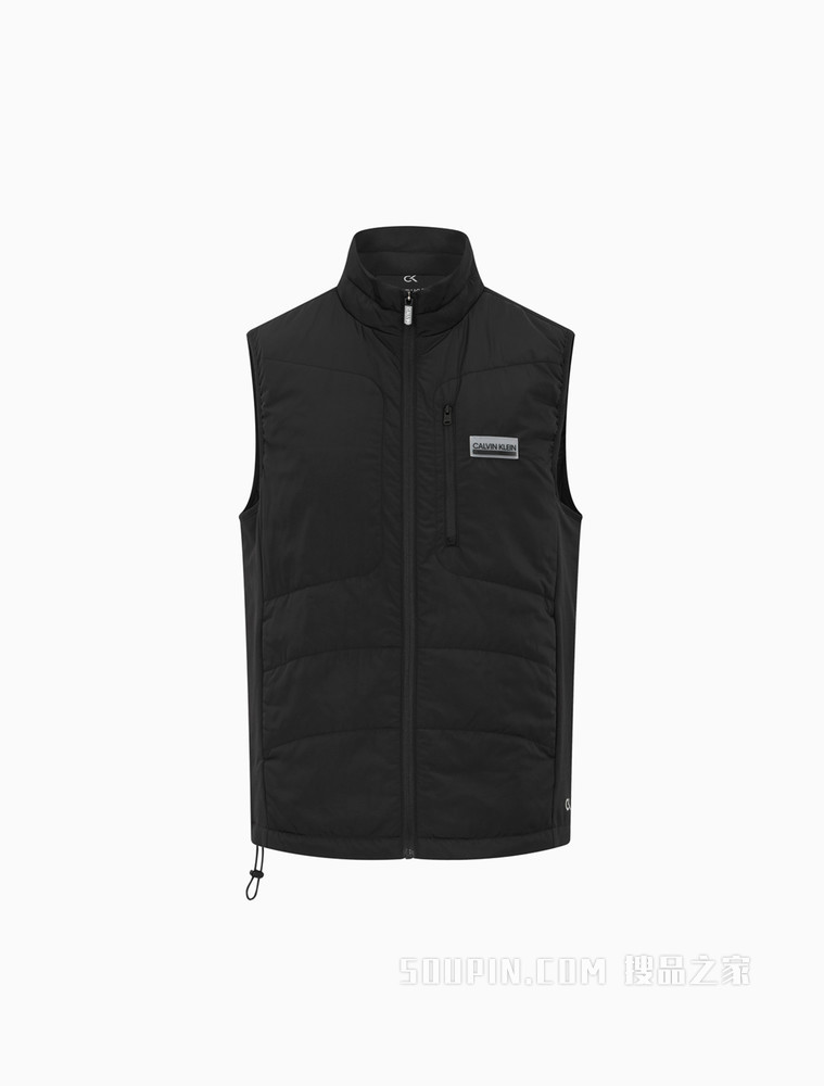 Calvin Klein 男装时尚立领防风拉链半透明塑胶LOGO标无袖马甲4MF1O505