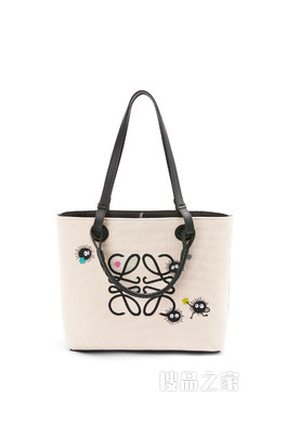 小号提花布和牛皮革 Susuwatari Anagram Tote 手袋