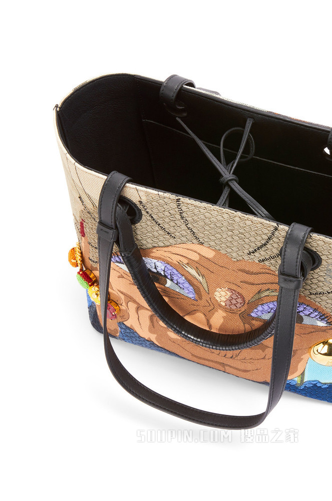 小号织物和牛皮革 Yubaba Anagram Tote 手袋