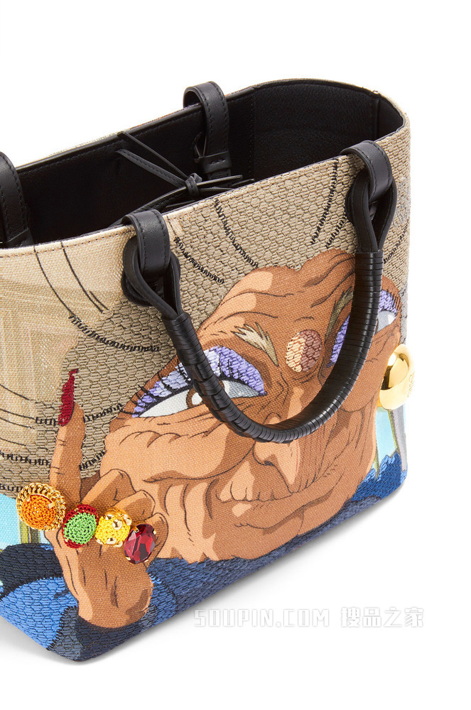 小号织物和牛皮革 Yubaba Anagram Tote 手袋