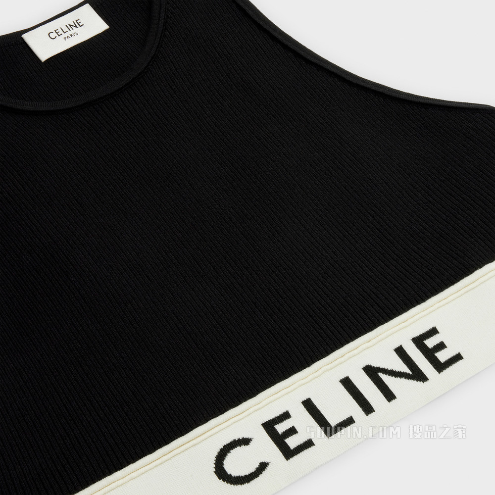CELINE运动针织文胸式上衣 红色/荧光白-35RW