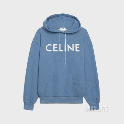 CELINE宽松棉质抓绒连帽衫 蓝色 / 米白色-07BW