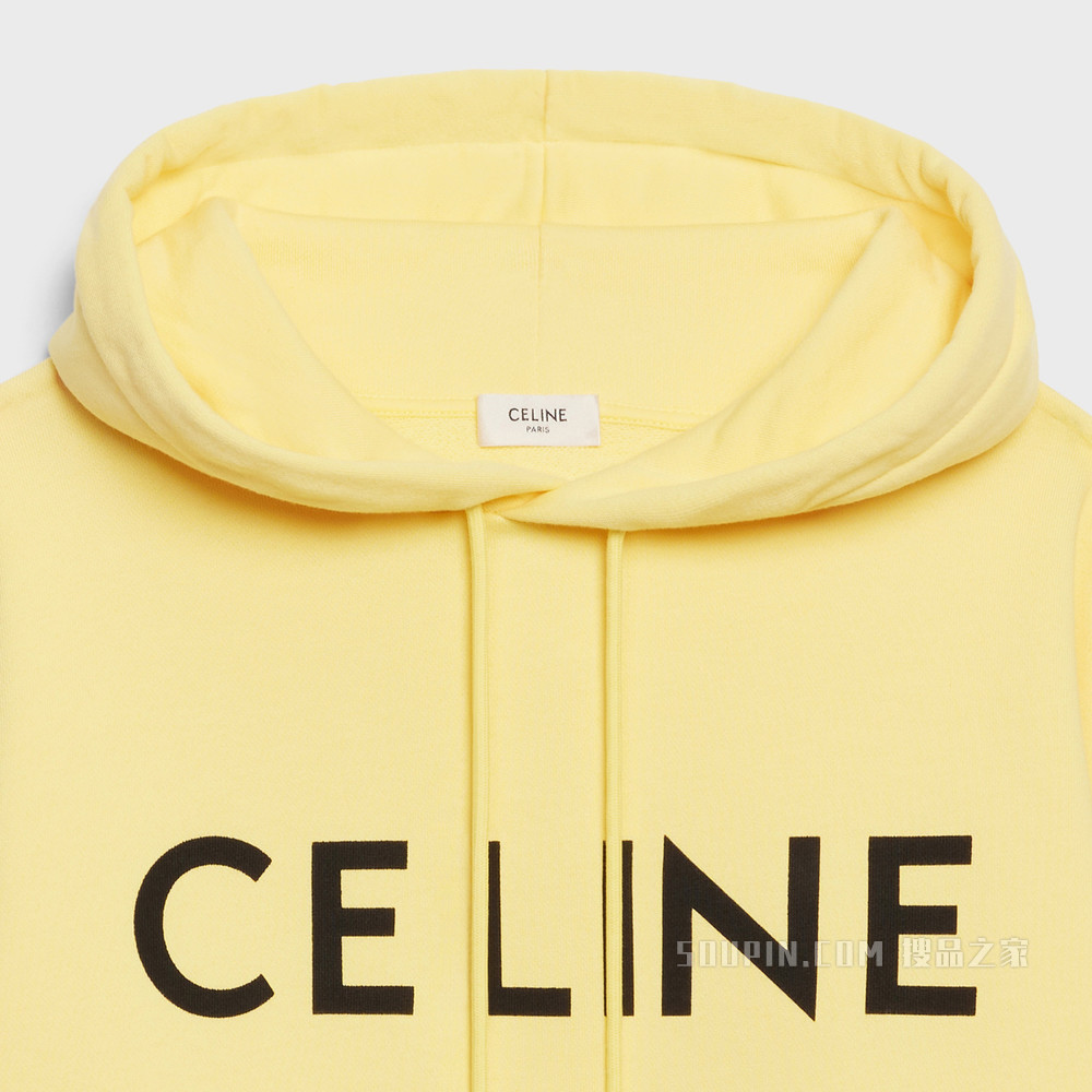 CELINE宽松棉质抓绒连帽衫 蓝色 / 米白色-07BW