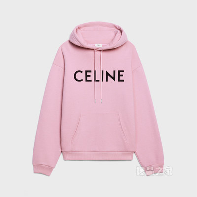 CELINE宽松棉质抓绒连帽衫 浅玫瑰色/黑色-24IA