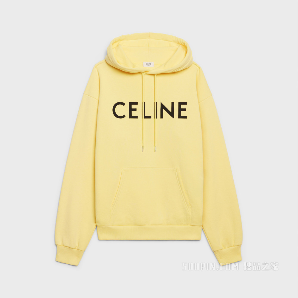 CELINE棉质抓绒宽松连帽衫 黄色/黑色-11LK