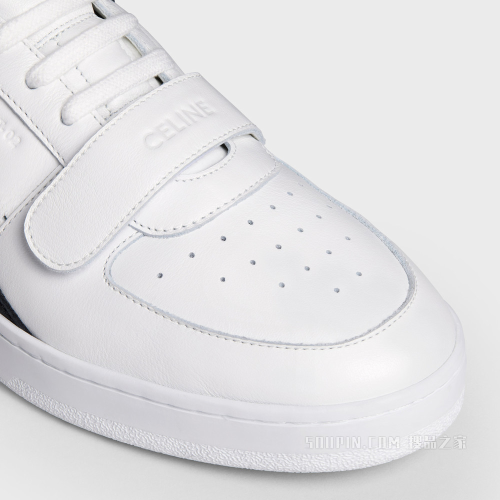 CT-02牛皮革做旧处理中帮运动鞋 荧光白/黑色-01OK