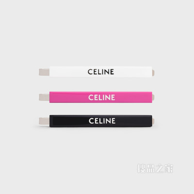 CELINE Monochroms醋酸酯和铁合金发夹3枚套装 Black / Flash Pink / Off White-14BF