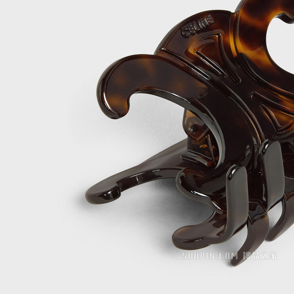 CELINE Triomphe大号醋酸酯和铁合金爪式发夹 深玳瑁色-19DT