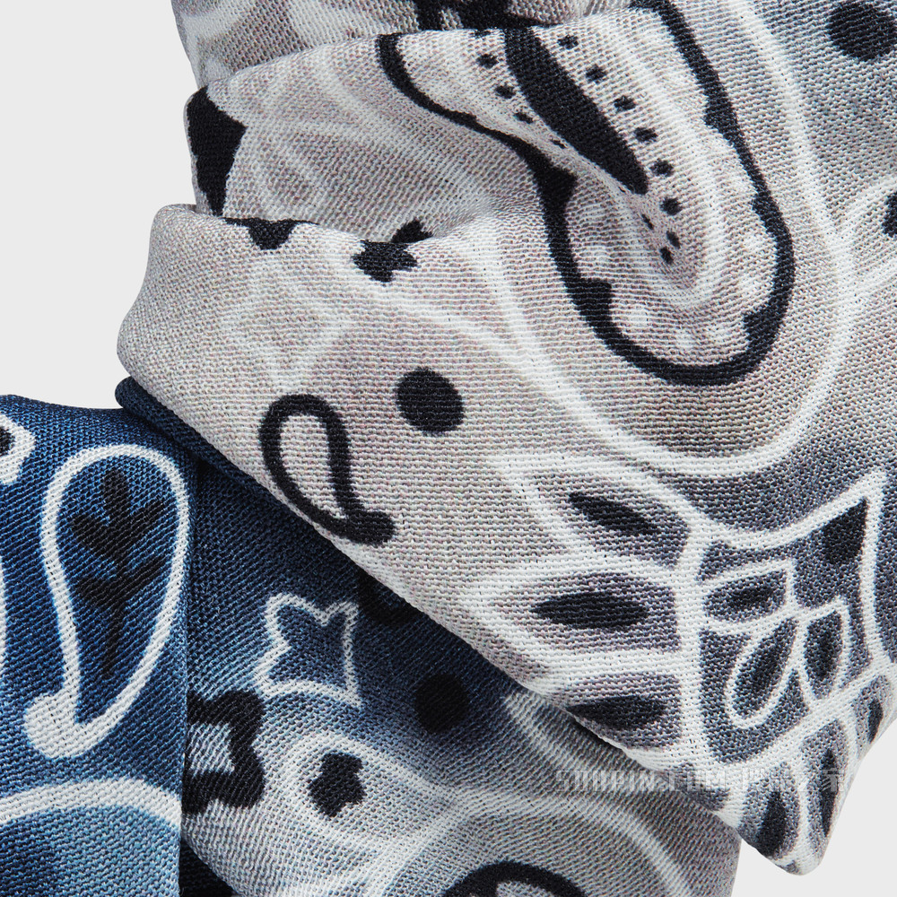 CELINE Americana Bandana金色饰面黄铜和海军蓝桑蚕丝扎染发带 金色 / 海军蓝-07GN