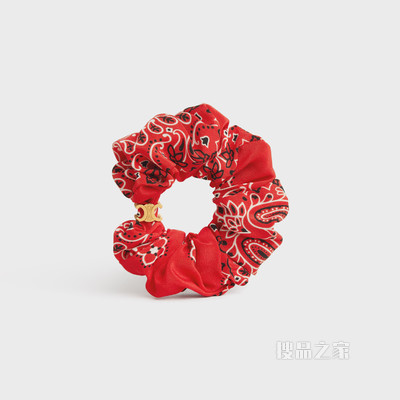 CELINE Americana Bandana金色饰面黄铜和红色桑蚕丝发带 金色 / 红色-35RO