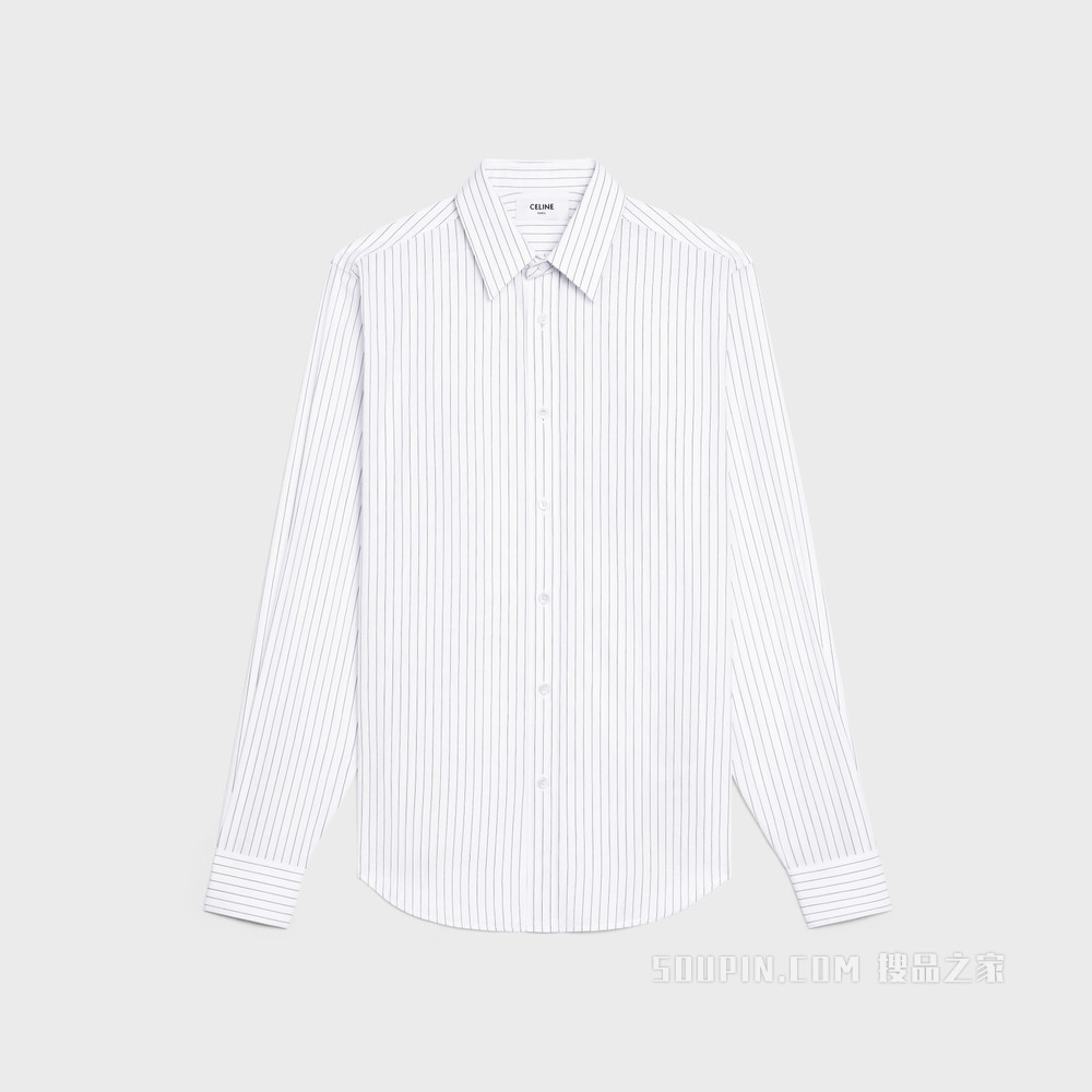 条纹府绸经典衬衫 BLANC/NOIR-01XN
