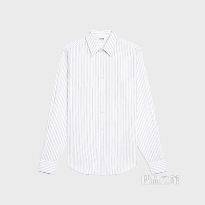 条纹府绸经典衬衫 BLANC/NOIR-01XN