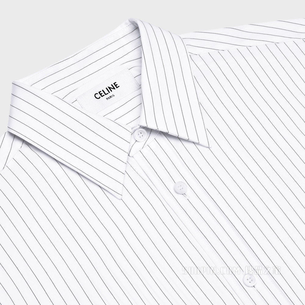 条纹府绸经典衬衫 BLANC/NOIR-01XN