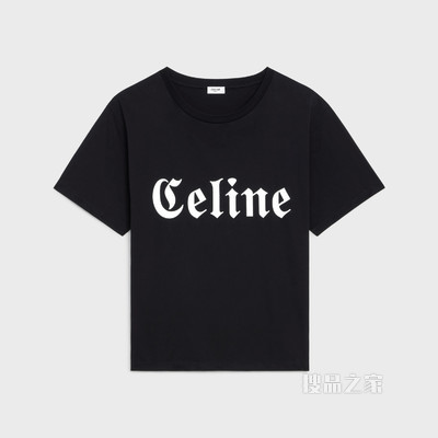 CELINE哥特风格棉质平纹针织T恤 黑色/白色-38AW