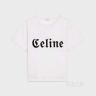 CELINE哥特风格棉质平纹针织T恤 淡褐色 / 黑色-01EA