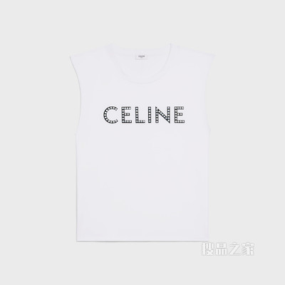 CELINE饰钉棉质平纹针织背心上衣 淡褐色 / 黑色-01EA