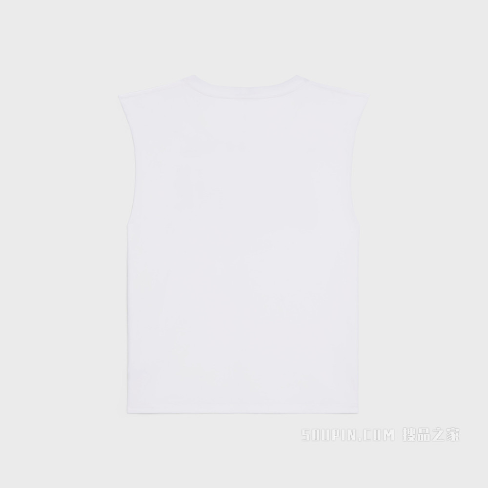 CELINE饰钉棉质平纹针织背心上衣 淡褐色 / 黑色-01EA