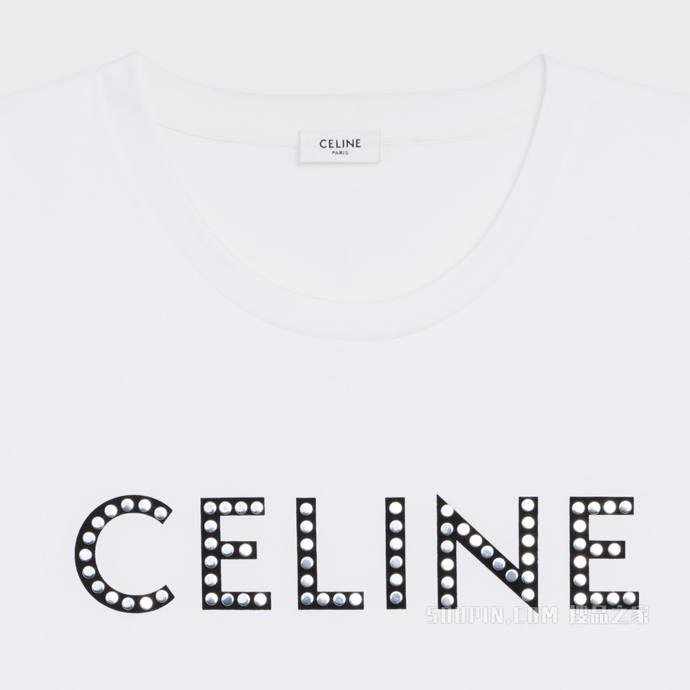 CELINE饰钉棉质平纹针织背心上衣 淡褐色 / 黑色-01EA