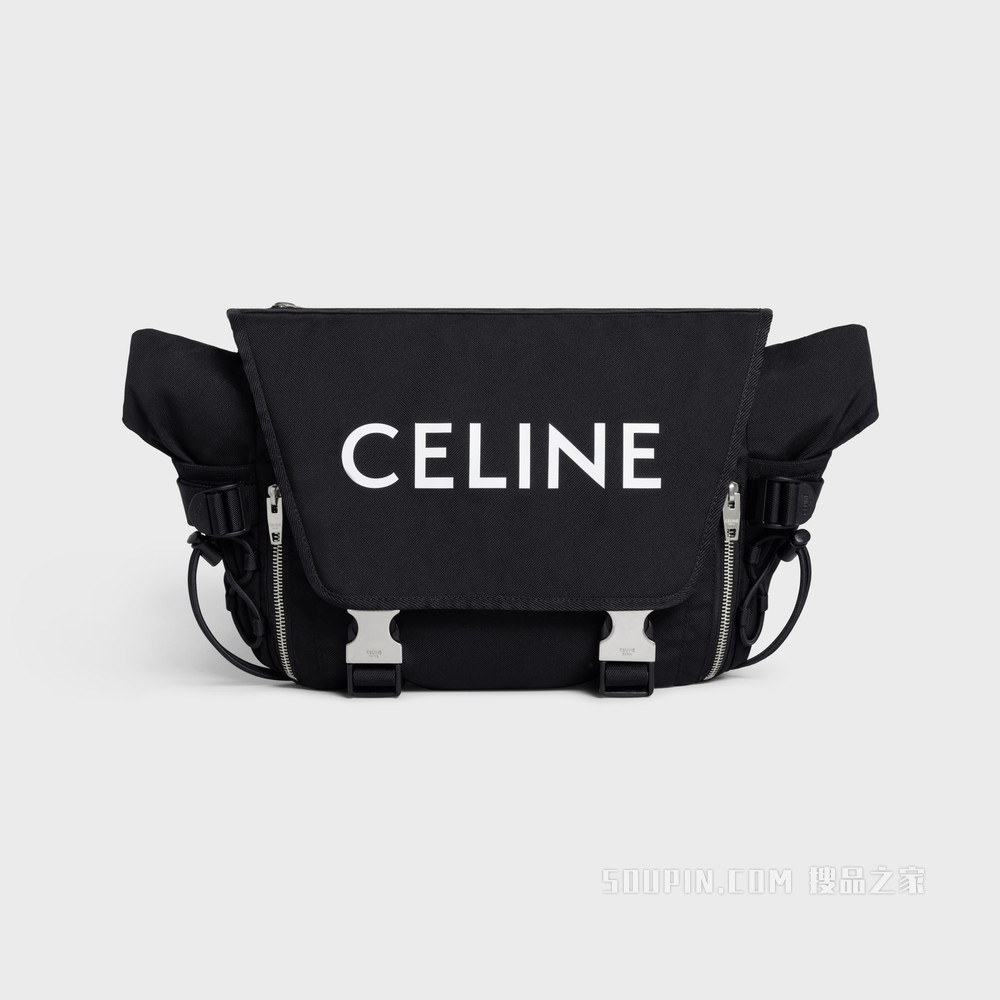 CELINE印花锦纶中号徒步邮差包 黑色-38SI