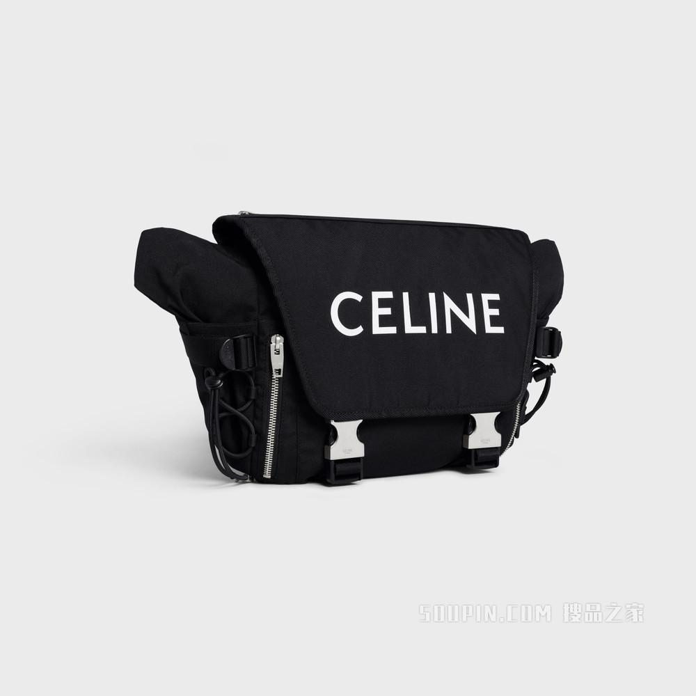 CELINE印花锦纶中号徒步邮差包 黑色-38SI