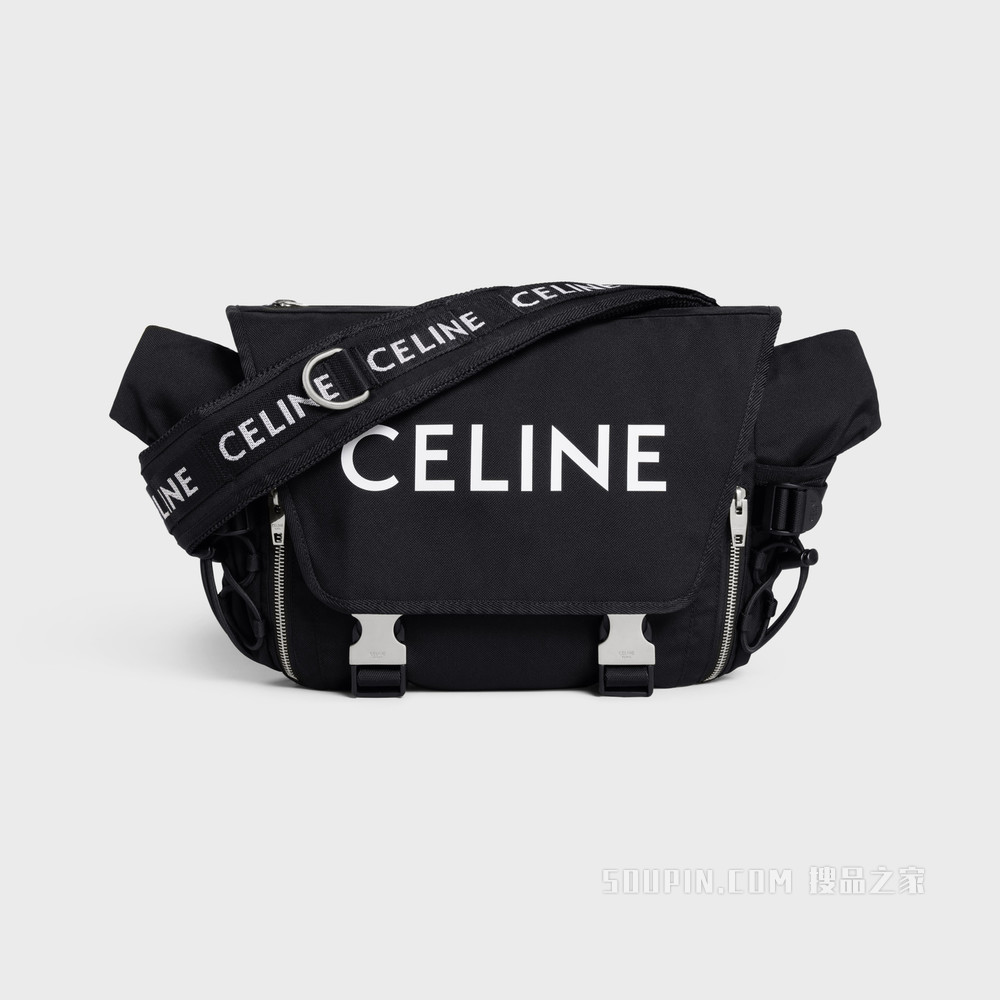 CELINE印花锦纶中号徒步邮差包 黑色-38SI