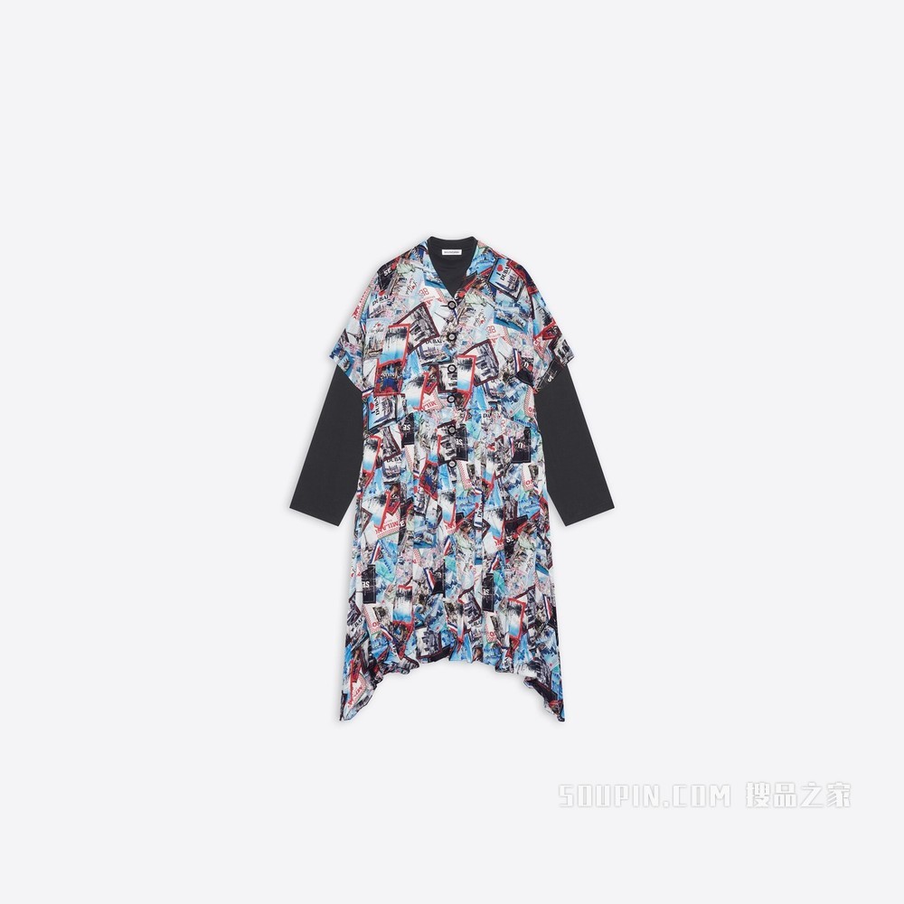 Allover Cities Layered T恤连衣裙