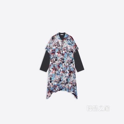 Allover Cities Layered T恤连衣裙