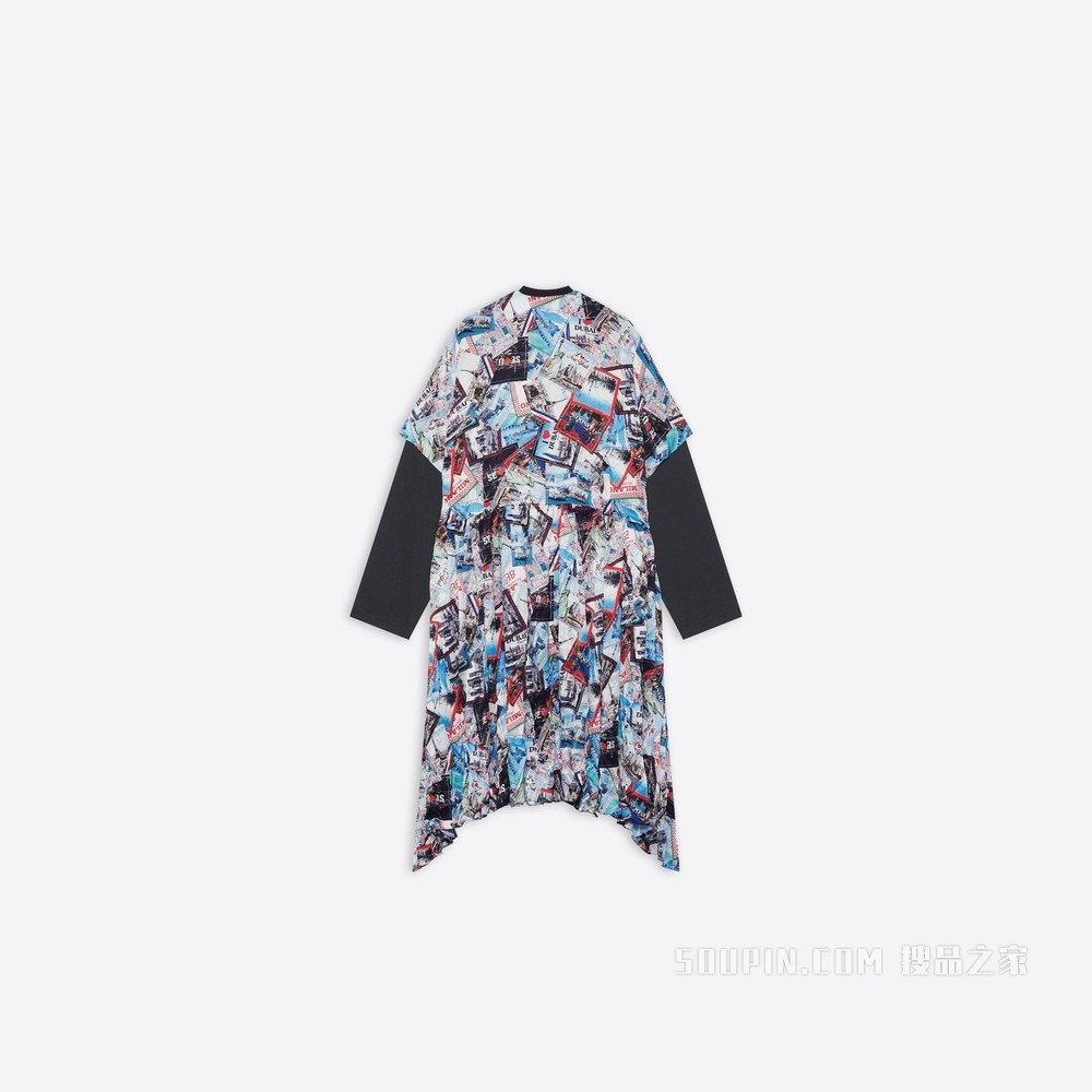 Allover Cities Layered T恤连衣裙