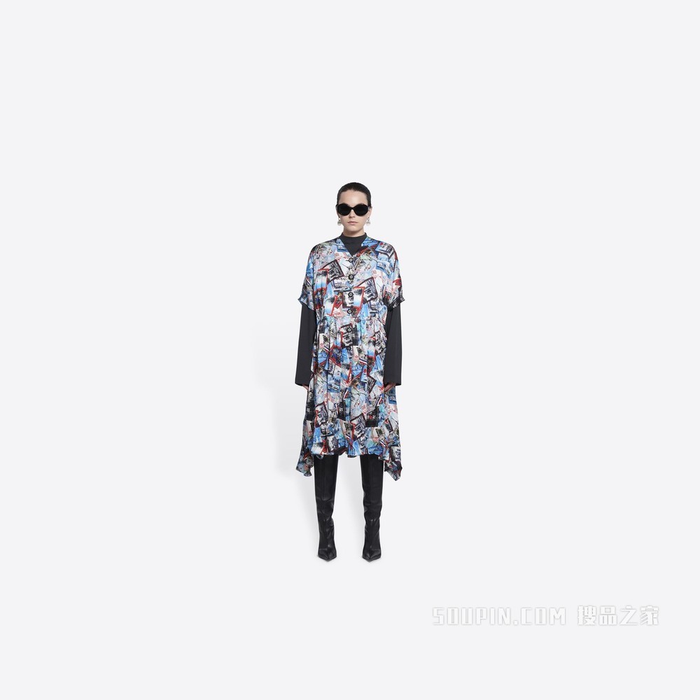 Allover Cities Layered T恤连衣裙