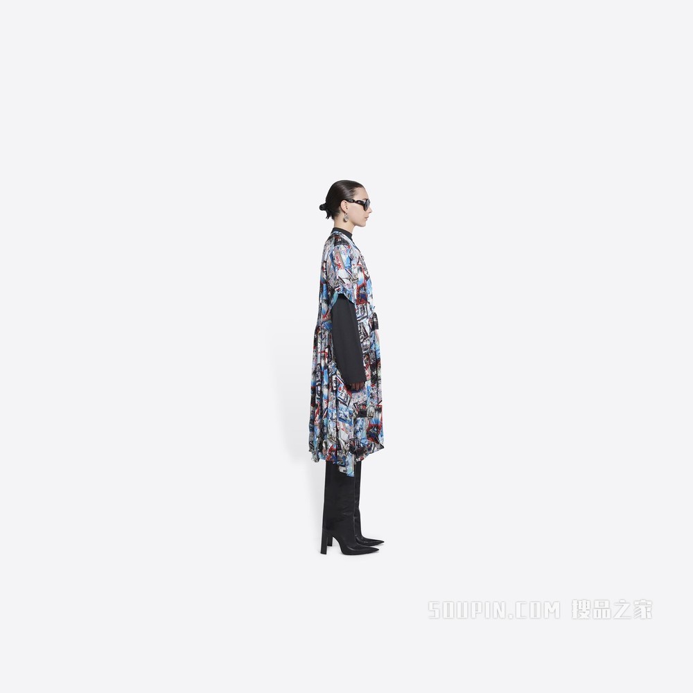 Allover Cities Layered T恤连衣裙