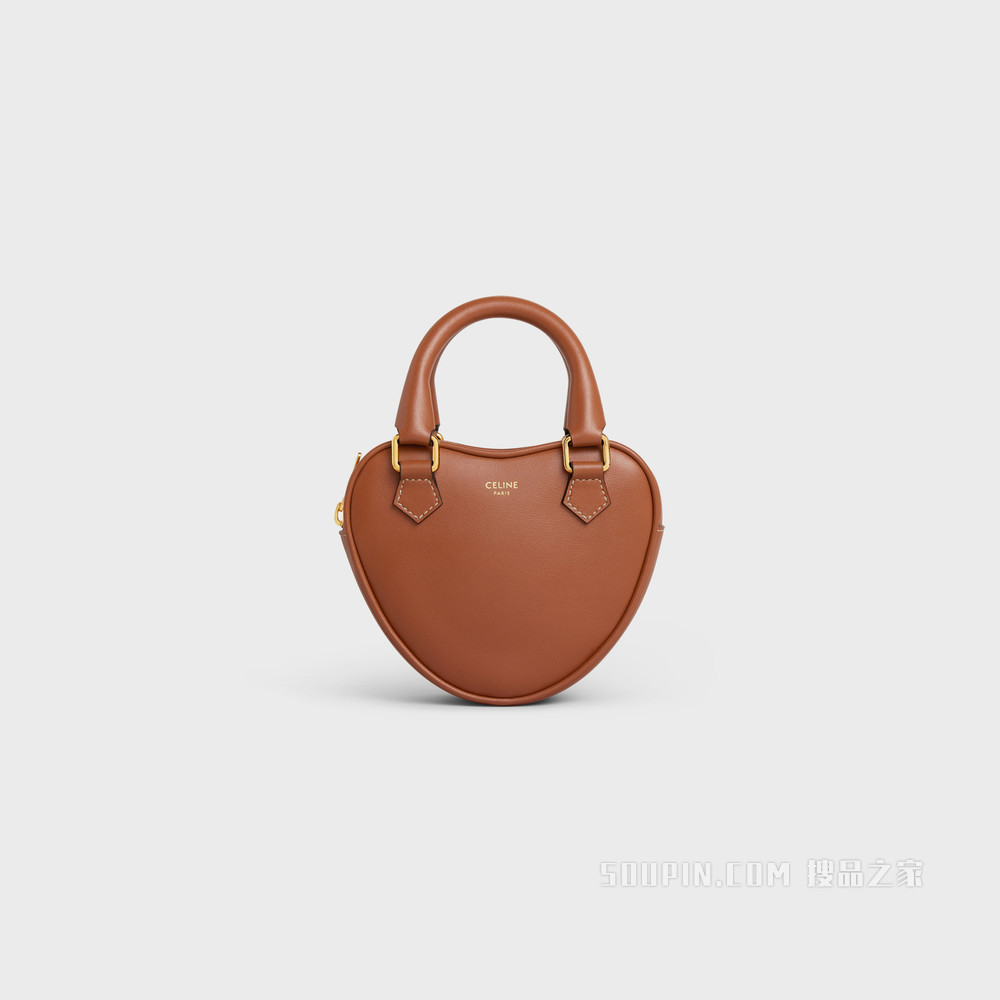 中号光滑牛皮革CELINE心形手袋 黄褐色-04LU