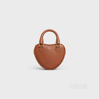 中号光滑牛皮革CELINE心形手袋 黄褐色-04LU