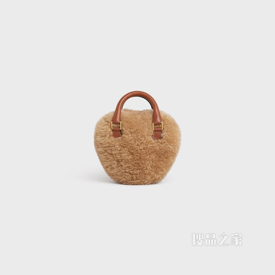 中号蓬松羊毛革和牛皮革CELINE心形手袋 米色-02BG