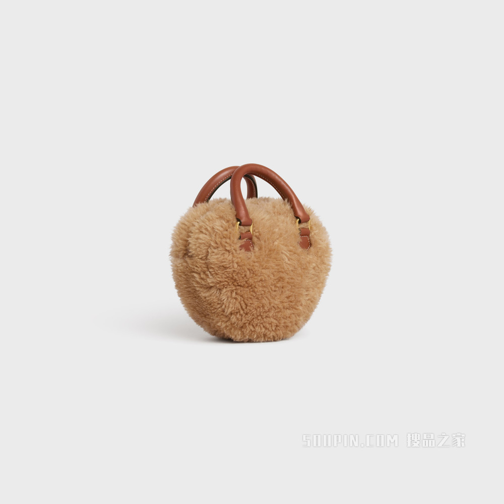 中号蓬松羊毛革和牛皮革CELINE心形手袋 米色-02BG