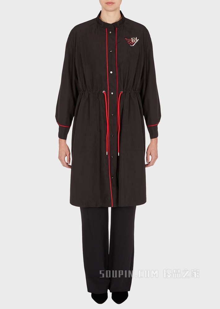 新春系列虎纹可调节抽绳大衣 | Emporio Armani